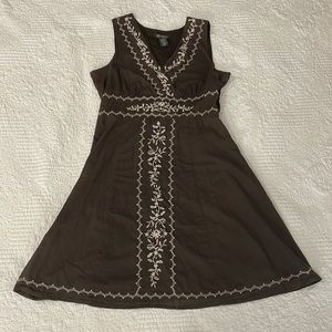 Eddie Bauer Brown Embroidered Tank Dress